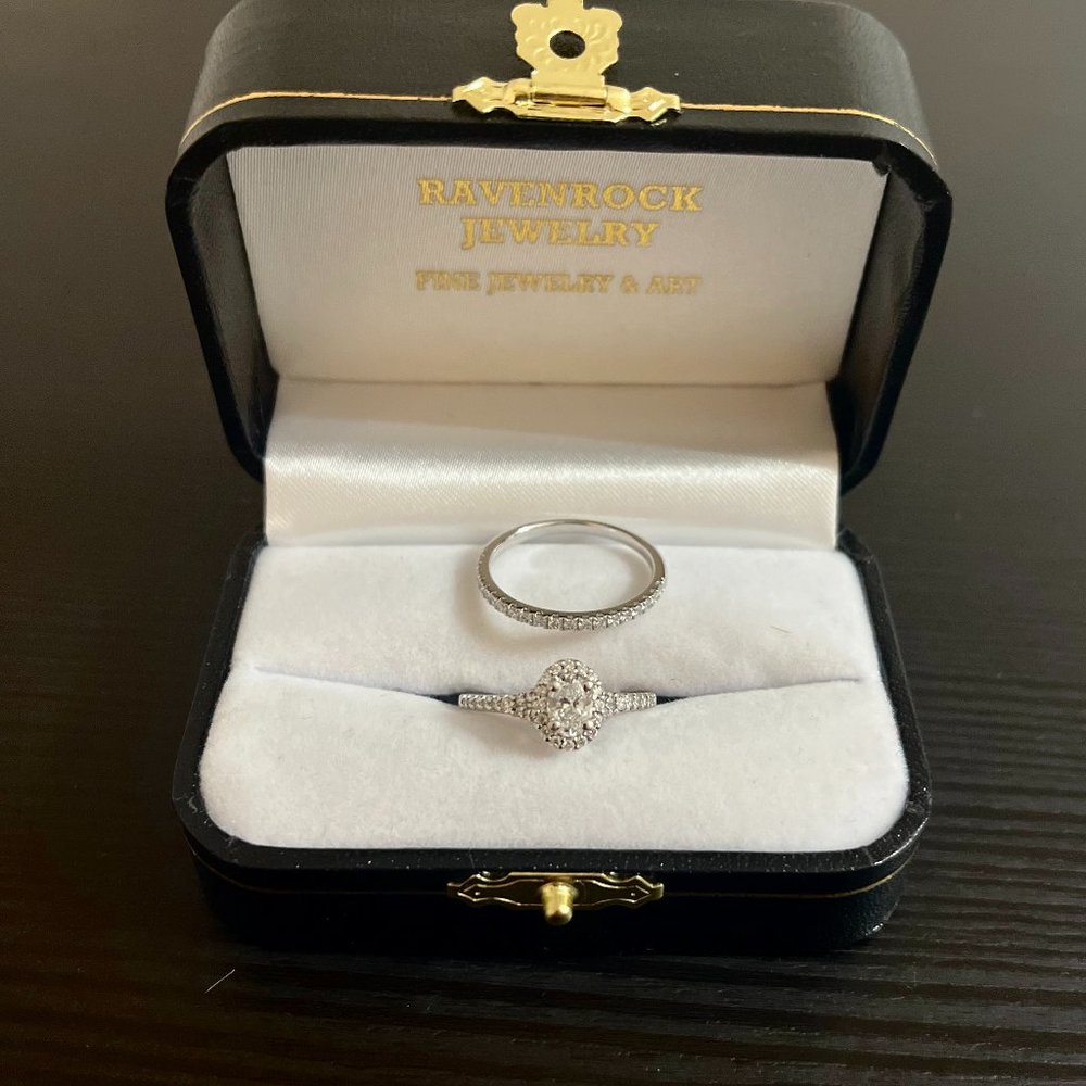 White Gold, Diamond Engagement Ring with matching Wedding Band, Brand New